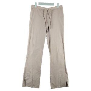 Women Khaki Scrub Work Flared Pants Size XXS Elastic Waist Drawstring